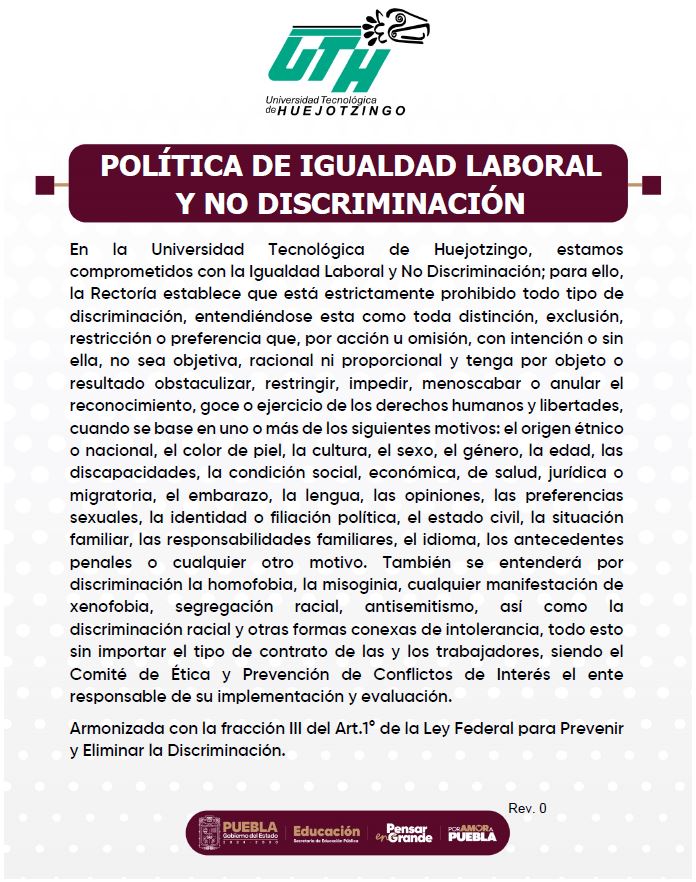 Política de Igualdad Laboral y No Discriminación